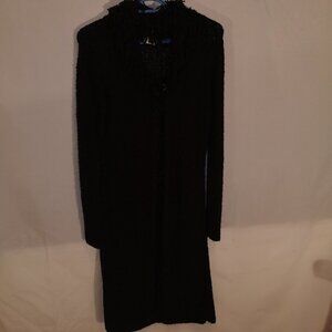 725 Originals Ladies Junior Black Long Duster Cardigan Sweater
